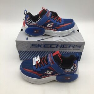 Skechers Kids Spider Man Creature Crawlers Shoes Blue Red Size 1.5 New